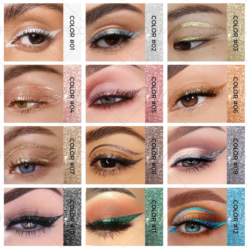 Waterproof Glitter Metallic Liquid Eyeliner Pencil,Shimmering Eye Makeup,Smudge-proof,Eyeshadow,For Music Festival Makeup Zpaxo