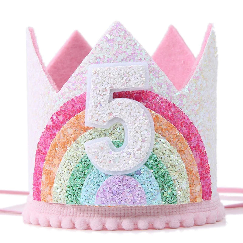 Felt Rainbow Crown Birthday Party Crowns 1st 2nd 3rd Happy Decor Kids