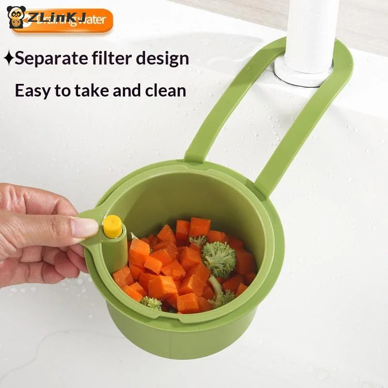 ▶1PCS Kitchen Waste Collector Sink Drain Basket Faucet Hanging Filter Bag Adjustable Automatic Basket Sink Sponge Rack Zpaxo