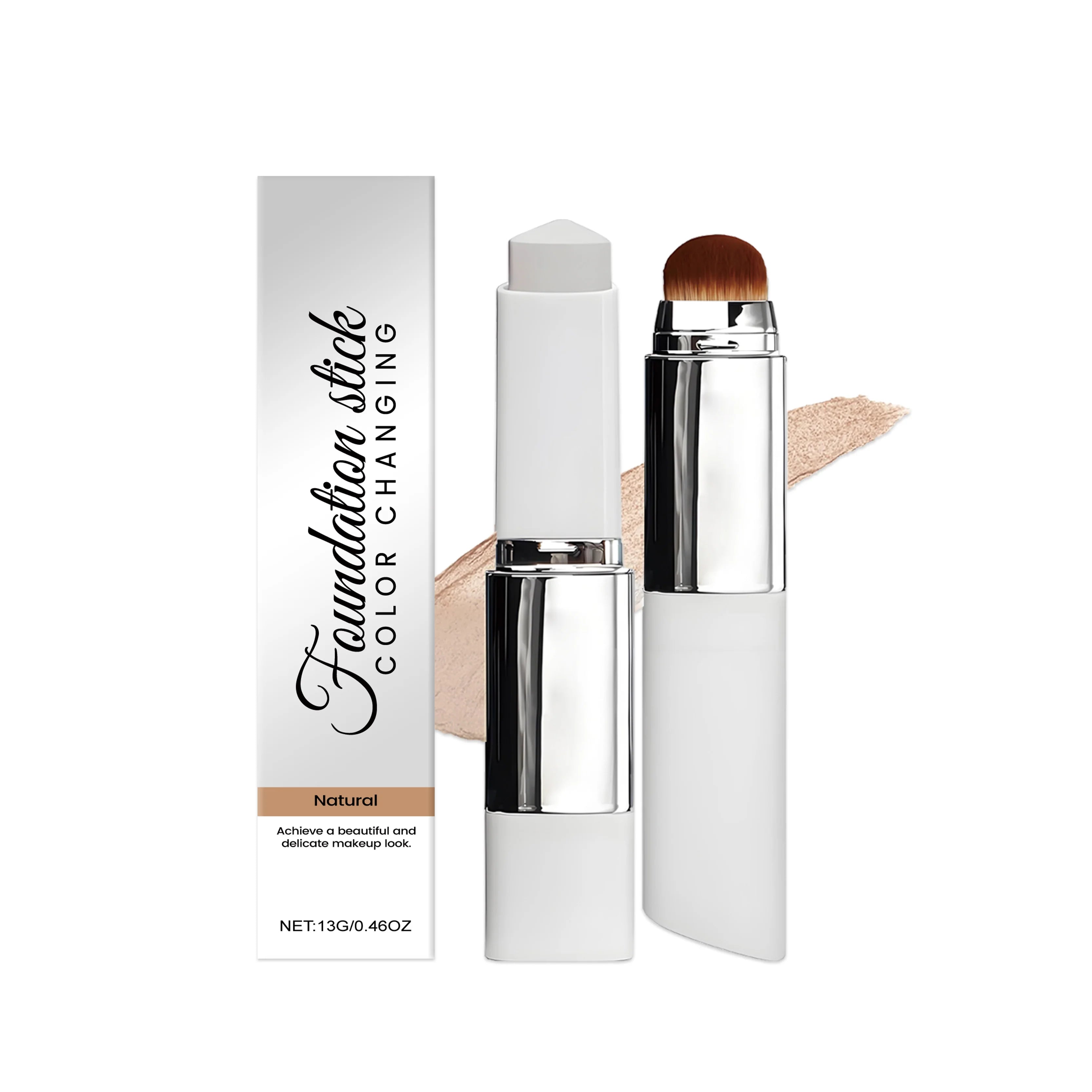 Hoygi 2-in-1 Foundation Concealer Stick with Brush | 3 Shades Foundation Concealer Stick Zpaxo Natural