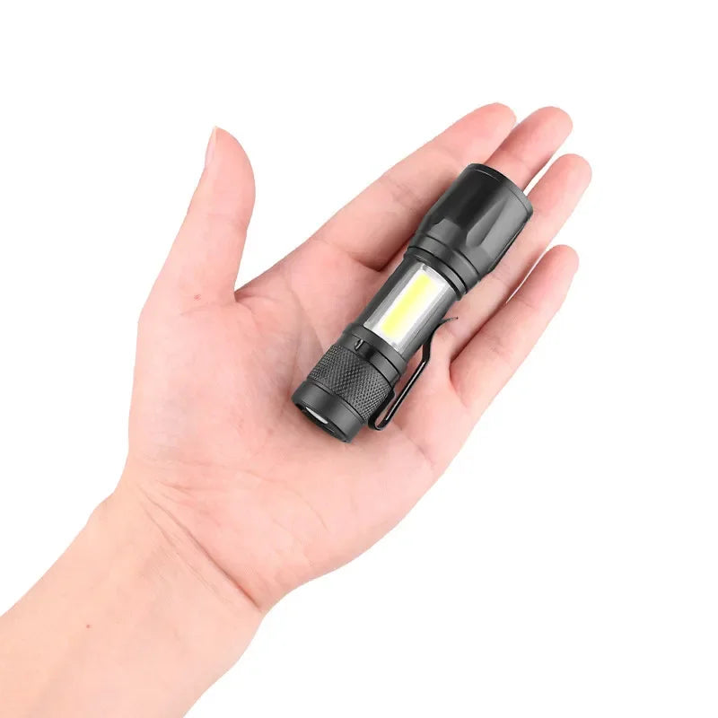 Mini Rechargeable COB+XPE LED Flashlight – Zoomable Torch