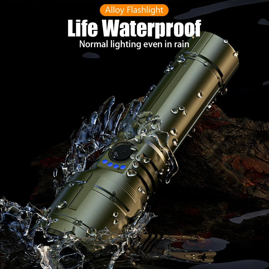 5000mAh LED Tactical Flashlight – Type-C Rechargeable Power Bank