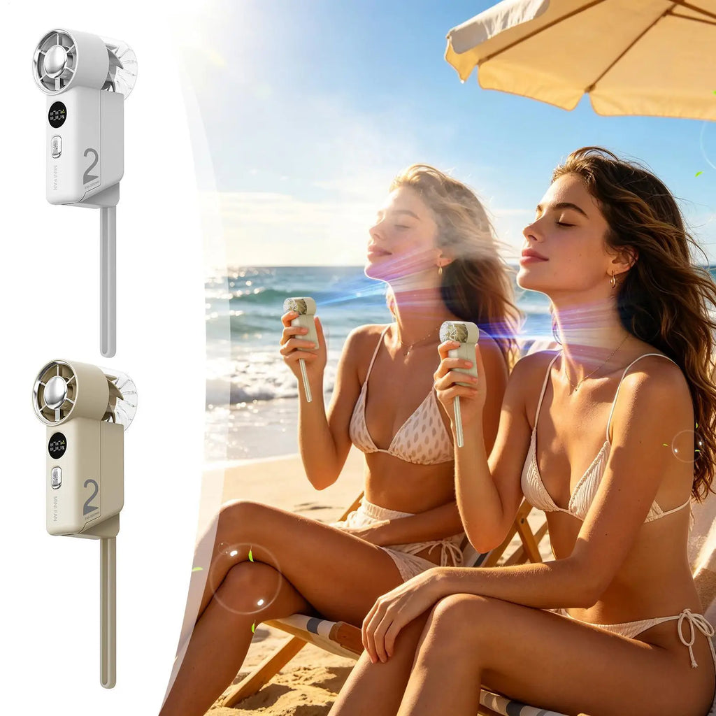 Hand Fan 5 Speeds Digital Display Rechargeable Air Blow Device Portable Fan For Travel Vacation Camping Hiking Backpacking Beach Zpaxo