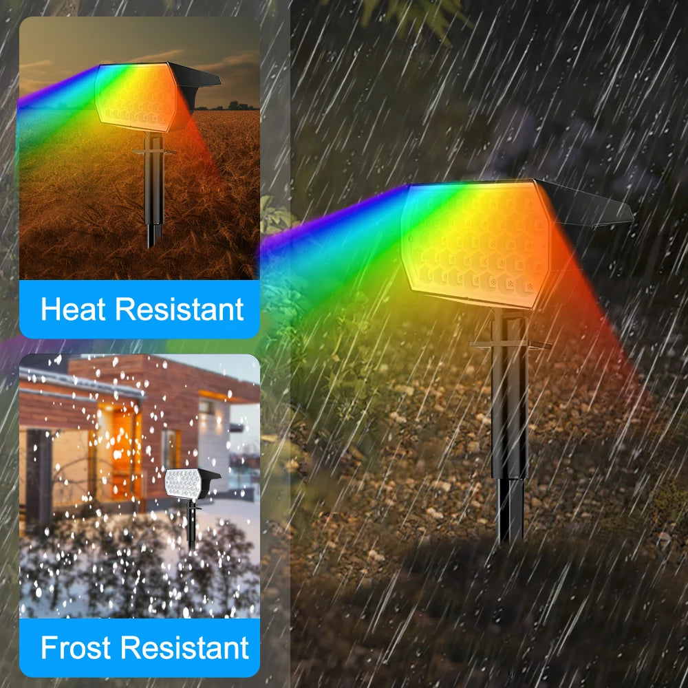Solar Spot Light Outdoor Color Changing RGB 48/37/20LED Solar Powered Landscape Spotlight Garden Decor Pathway Walkway Christmas Zpaxo