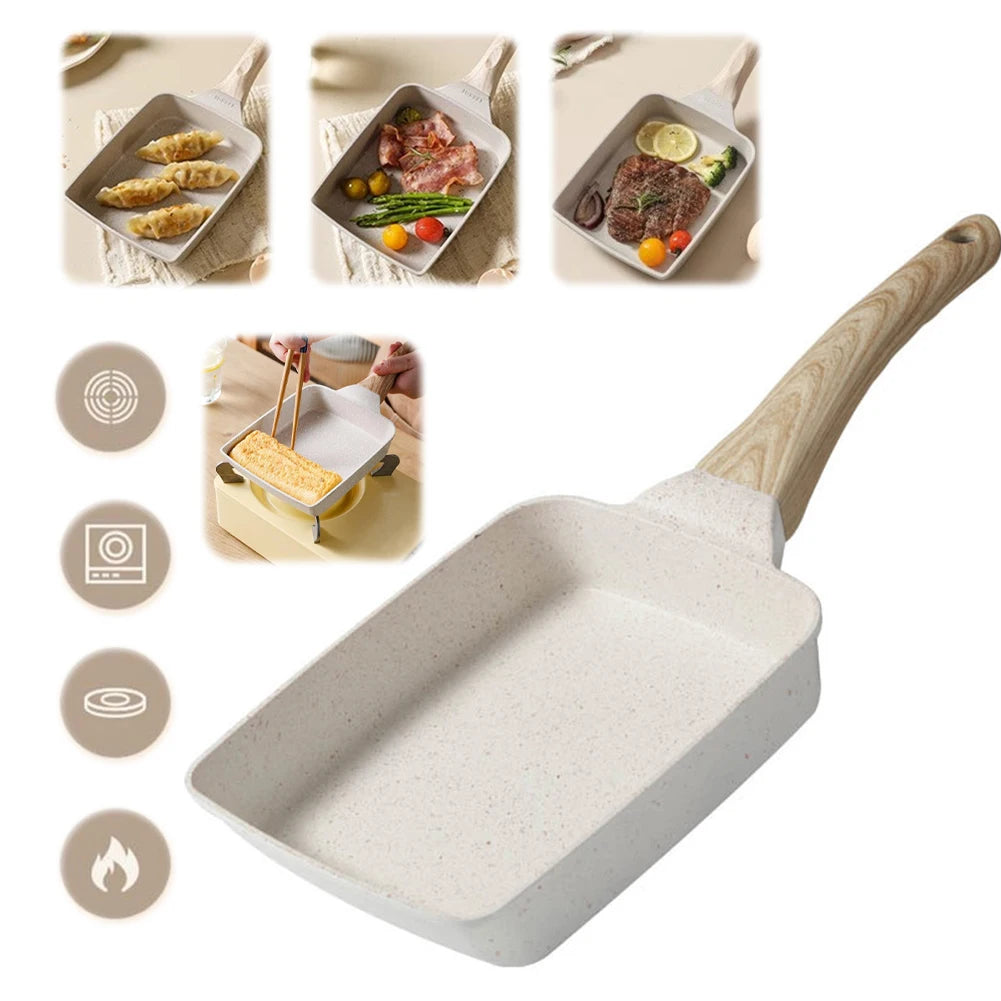Nonstick Omelette Pan Home Kitchen Handle Tamagoyaki Cooker Gas Stove