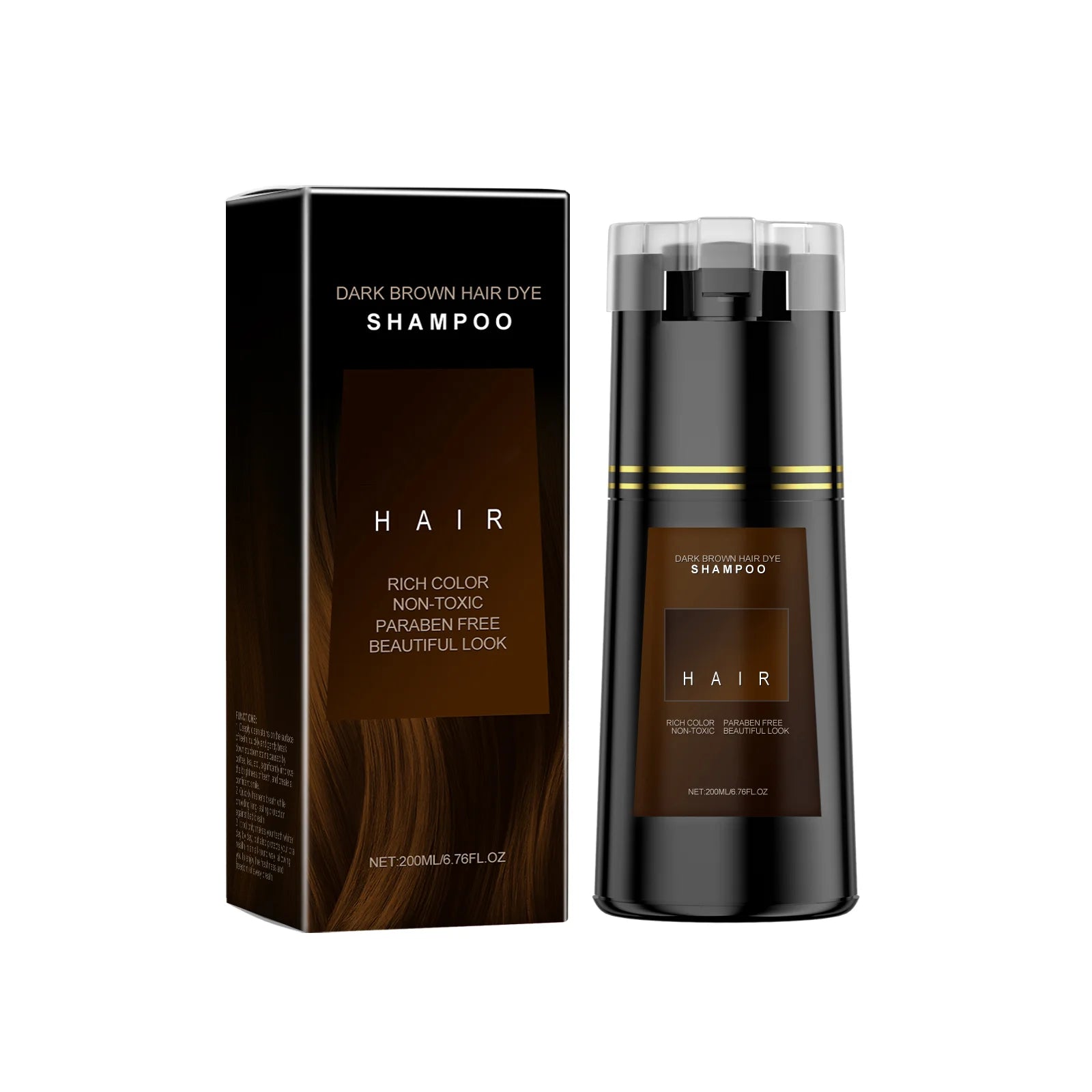 Plant Extract Hair Dye Shampoo – 2-in-1 Color & Cleanse Hair Dye Shampoo Zpaxo Brown Color