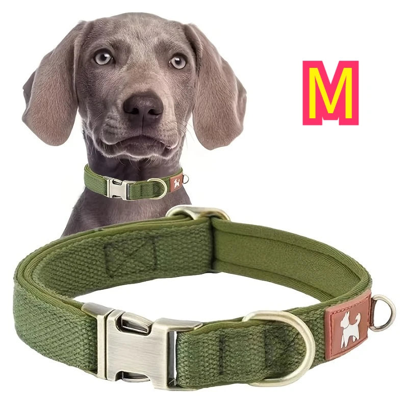 Vintage Durable Nylon Webbing Lined Dog Collar Suitable Large Medium Zpaxo GREEN-M