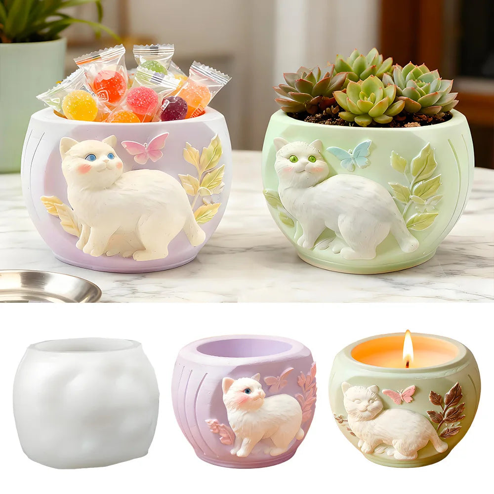 Cat Silicone Mold – DIY Flowerpot, Ornament & Storage Jar