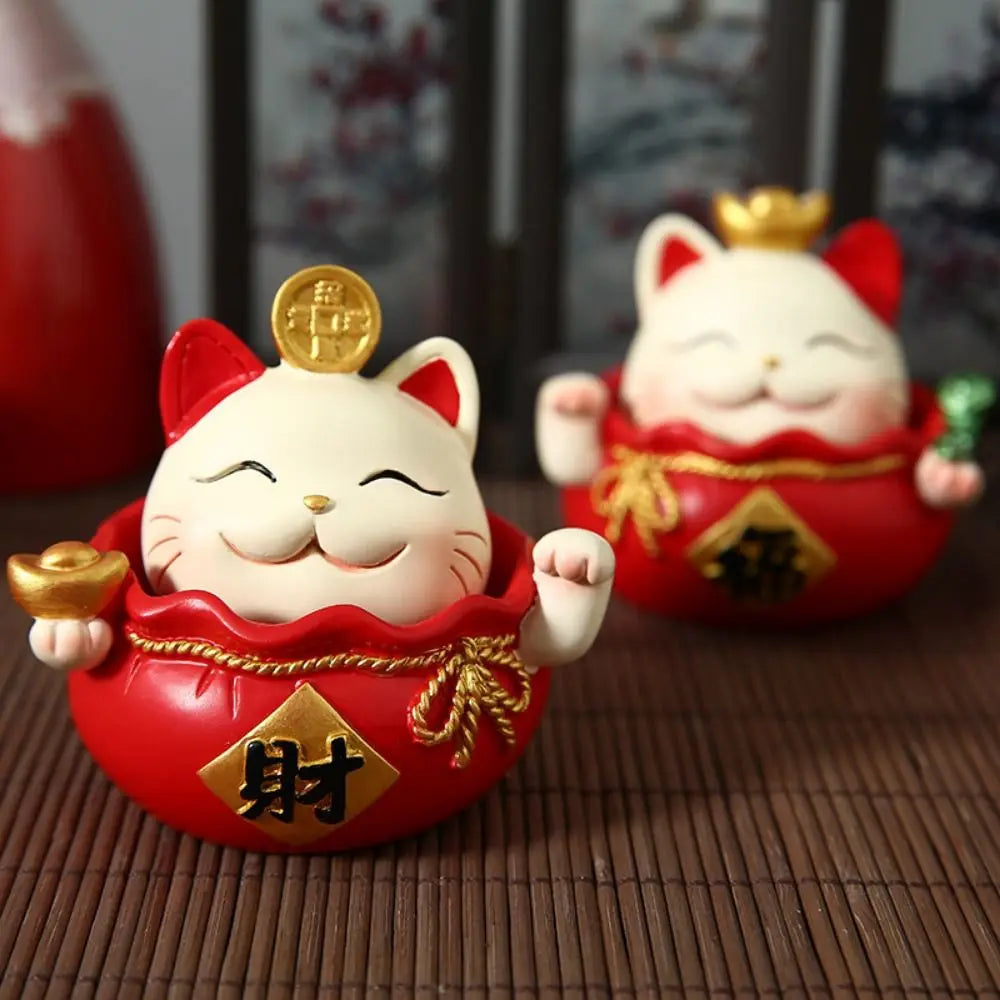 Shake Head Lucky Cat Car Decoration Cartoon Waving Arm Maneki Neko Zpaxo