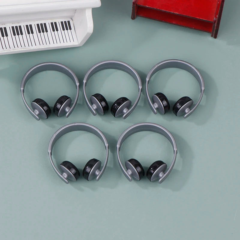 ▶5Pcs Mini Headphones Toys Gifts DIY Sunglasses Straw Hat Scarf Jewelry Accessories Decoration Zpaxo Gray