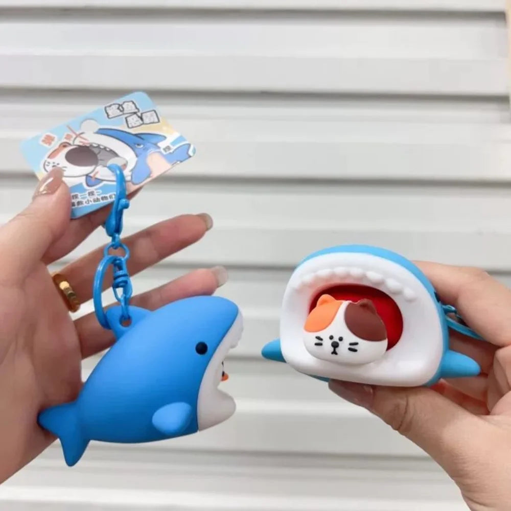 Cat Aquarium Shark Squeeze Keyring Creative Cute Silicone Penguin Pendant Funny Soft Polar Bear Keychain Hanging Accessory Zpaxo