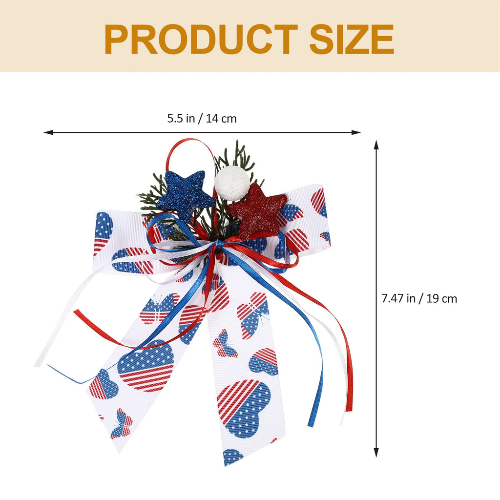 Lovely American Flag Bow Patriotic Decor for July 4Th Independence Day Memorial Day Party Home Decoration Wreath Bow Photo Prop Zpaxo