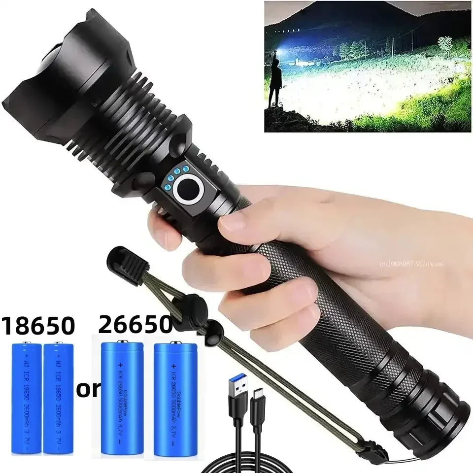 XHP70.2 USB Rechargeable Zoomable LED Tactical Flashlight 500m LED Tactical Flashlight Zpaxo