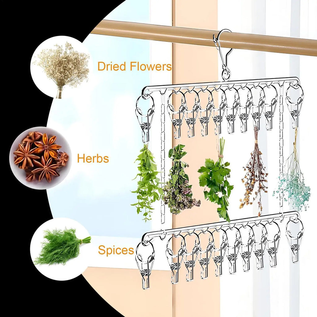 Herb Dryer 20 Hooks Stainless Steel Space Saving Plant Drying Rack