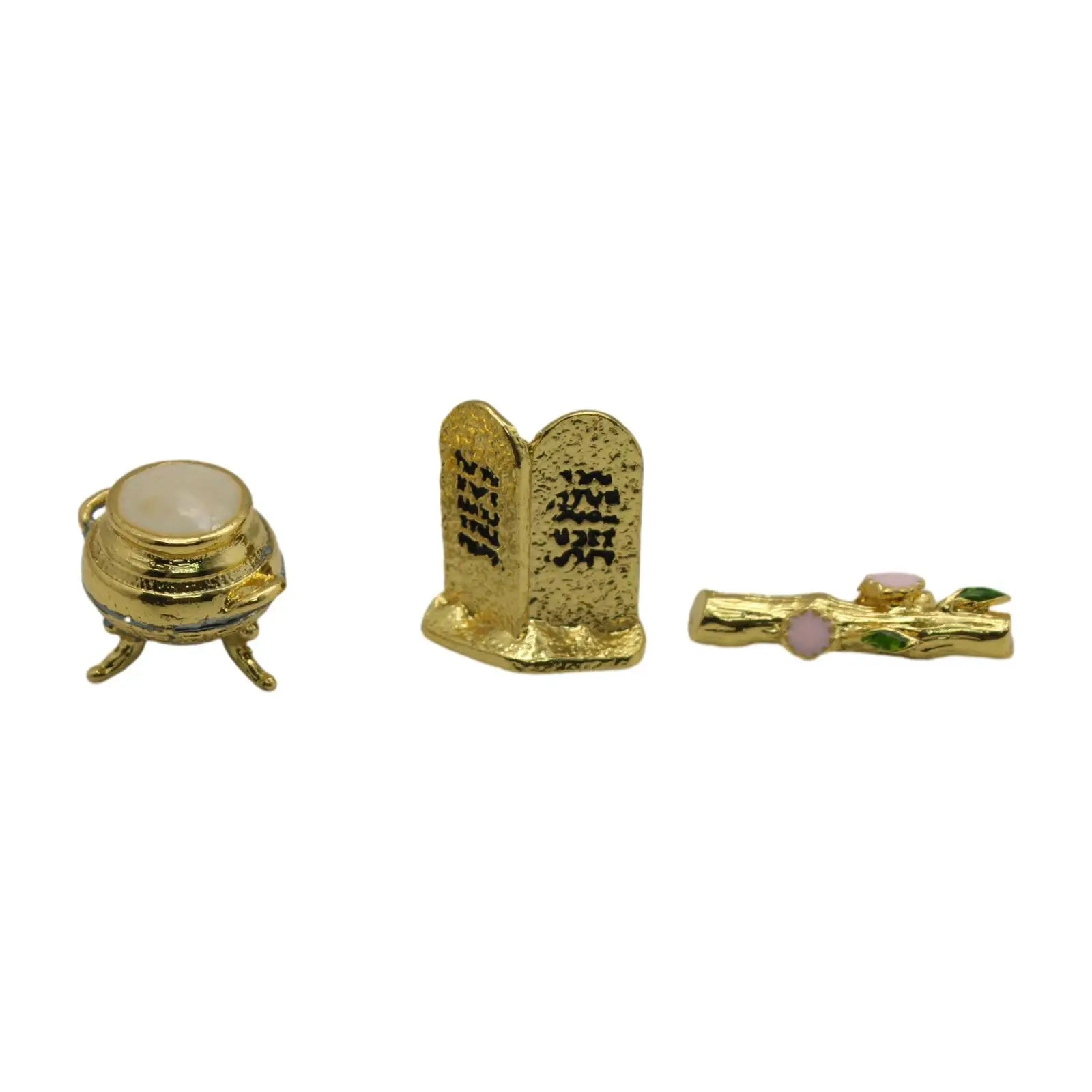 Ark of the Covenant 3-Piece Metal Set – Golden Jar & Aaron's Rod Religious Figurine Set Zpaxo 2.4cm 1.8cm