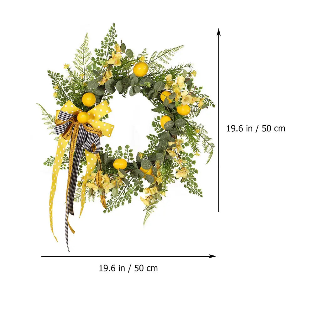 Artificial Lemon Flower Summer Wreath Hanging Front Door Simulation