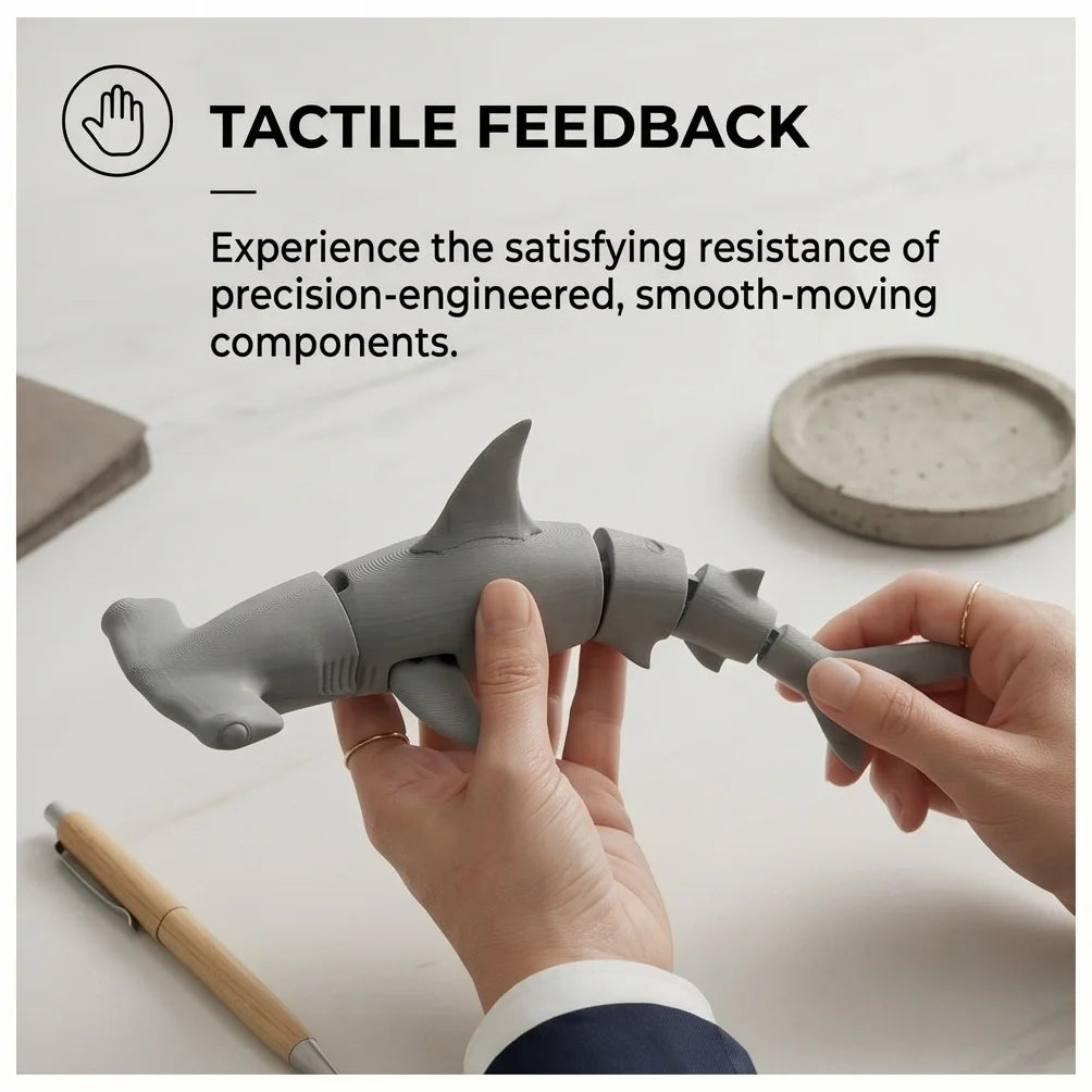 3D Printed Articulated Hammerhead Shark Fidget Stress Relief Desktop
