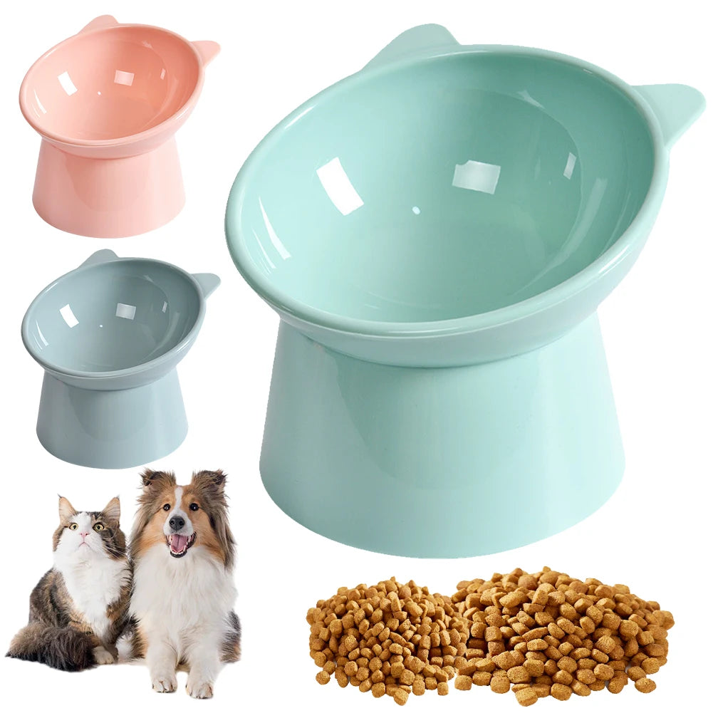 Tilted Cat Food Bowl Elevated Ergonomic Raised Anti Vomiting Tall Dog