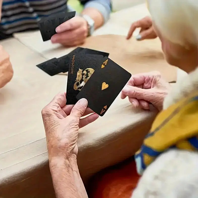 Magic Waterproof Black Gold Poker Cards Set - Premium Board Game Gift Collection for Adults, Durable Playing Cards Zpaxo