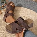 Summer Women Sandals Trend Open Toe Broad Band Shoes Crossover Zpaxo Coffee color 40