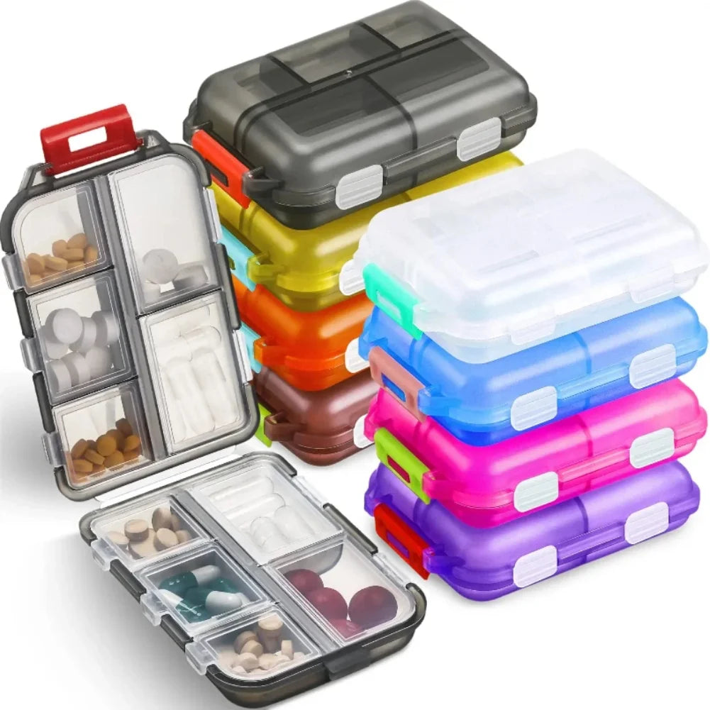 10 Compartments Travel Pill Organizer Pocket Portable Pill Storage Box Case Daily Pill Container or Purse Fish Oil Medicine Zpaxo