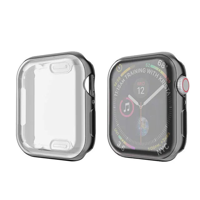 360 Full Soft Clear TPU Case for Apple Watch Ultra 2 49mm Cover for iWatch Series 9 8 7 SE 6 5 4 3 45mm 41mm 44mm 40mm 42mm 38mm Zpaxo Black Series 123 42mm