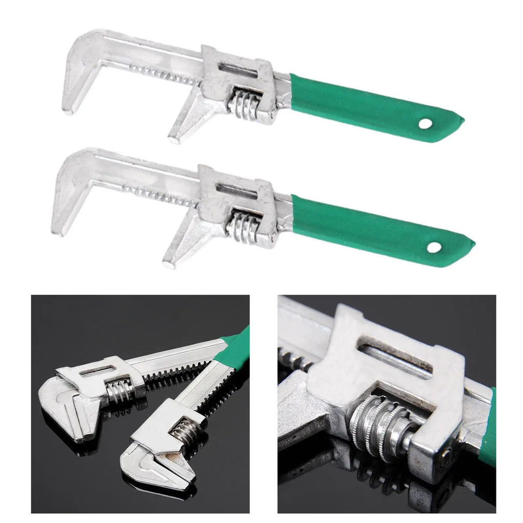 F Type Adjustable Wrench Steel Versatile Plumbing Repair Hand Tools Wide Mouth Wrench Right Angle Spanner for DIY Project Zpaxo