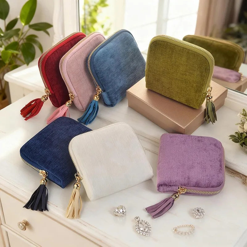Jewelry Storage Bag Tassel Pendant Ring Zipper Large Capacity Travel