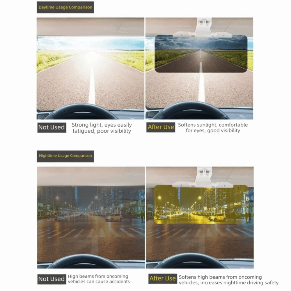 High-transparent 1 Car Sun Visor Adjustable HD View Anti Glare Zpaxo