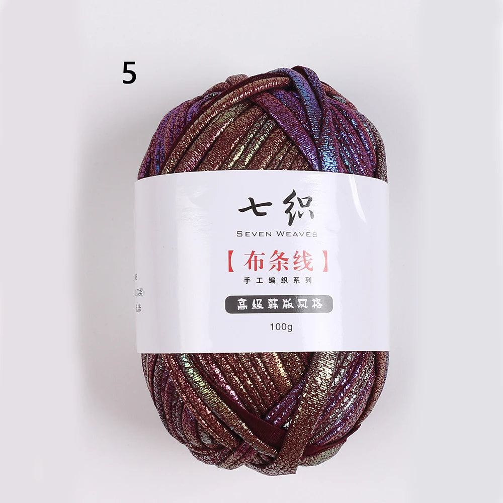 100g/Roll Metallic Crochet Yarn Imitation Leather Shiny Crochet Yarn Fabric Yarn for Knitting T-Shirt Bag Craft Zpaxo Reddish brown