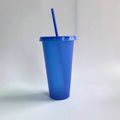 5pcs 710ml Assorted Solid Color Reusable 24oz Plastic Cold Cup Coloured Cup Colored Straw Cup Glasses with Straw and Lid liyi Zpaxo 5pcs blue 701-800ml