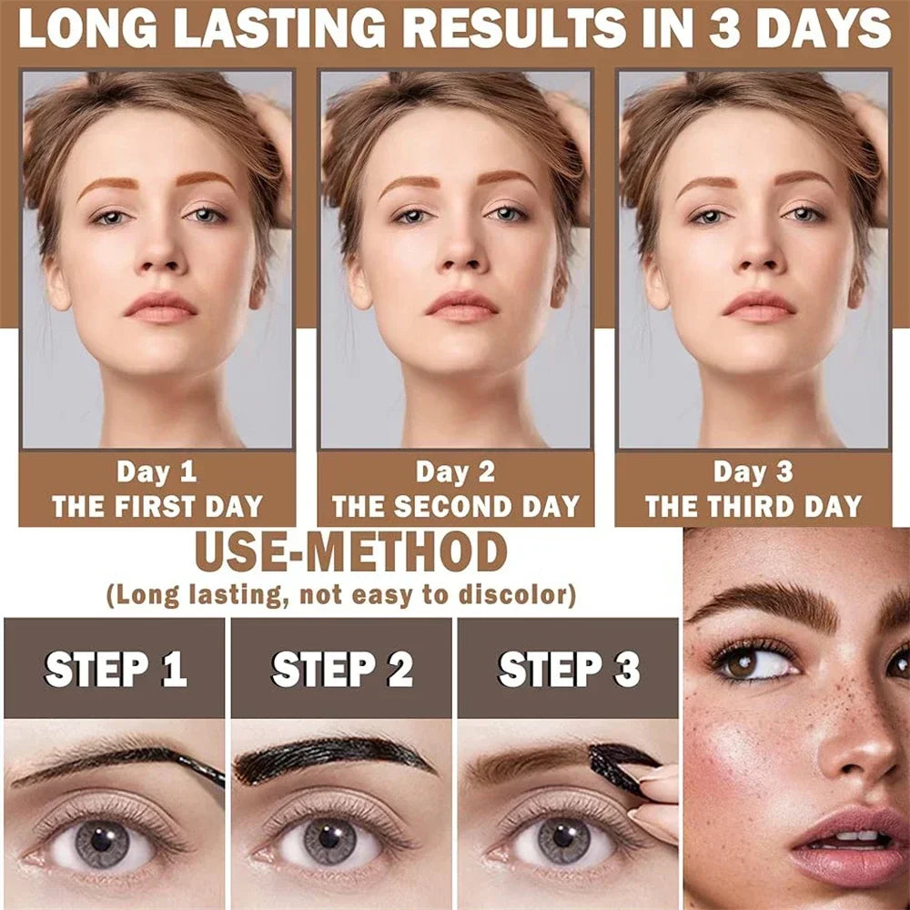 3 Color Semi Permanent Cream Peel-off Eyebrow Gel Quick-Drying Lasting Non-Fading Eyebrow Pencil Natural Brow Tattoo Tint Makeup Zpaxo