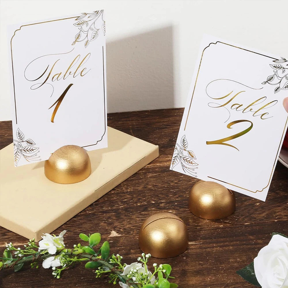 Table Number Cards Stands Gold Table Number Signs Clips Holder for Wedding Banquet Anniversary Reception Birthday Party Events Zpaxo