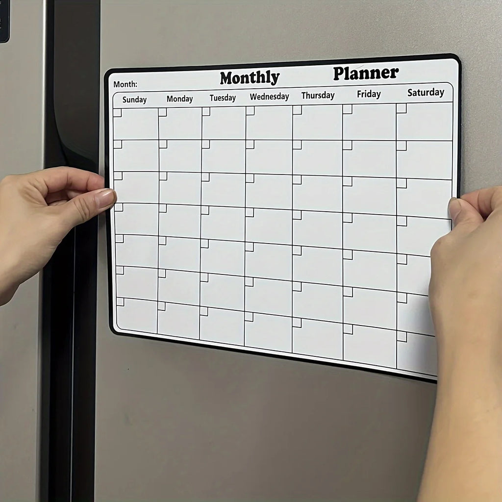 Stylish Magnetic Dry Erase Calendar - Versatile Monthly Planner for Refrigerator - Easy Kitchen Organization & Decor Zpaxo WHITE