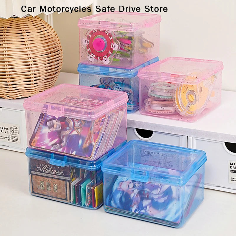 CMINS Transparent Plastic Storage Box Photocards Holder Desk