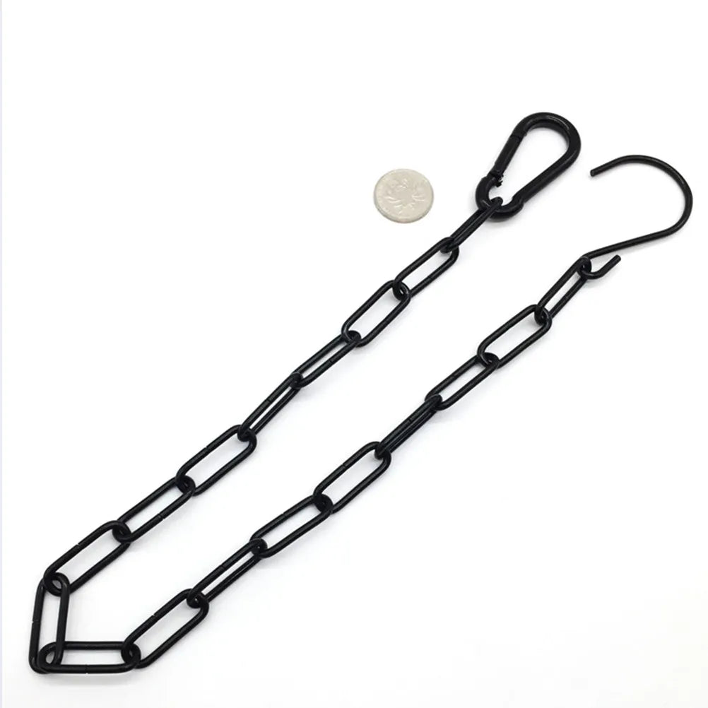 2Sets Heavy Duty Iron Hanging Chain Black Coated Adjustable Hooks