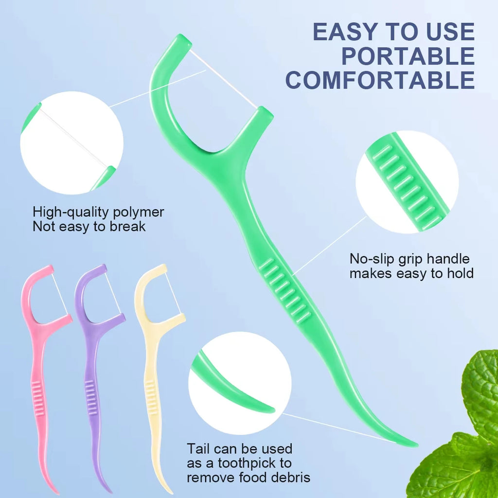 450pcs Adult Mint Flavored Dental Floss Picks Ultra-Fine Portable Flossing Sticks Toothpick Thread for Home And Travel Oral Care Zpaxo