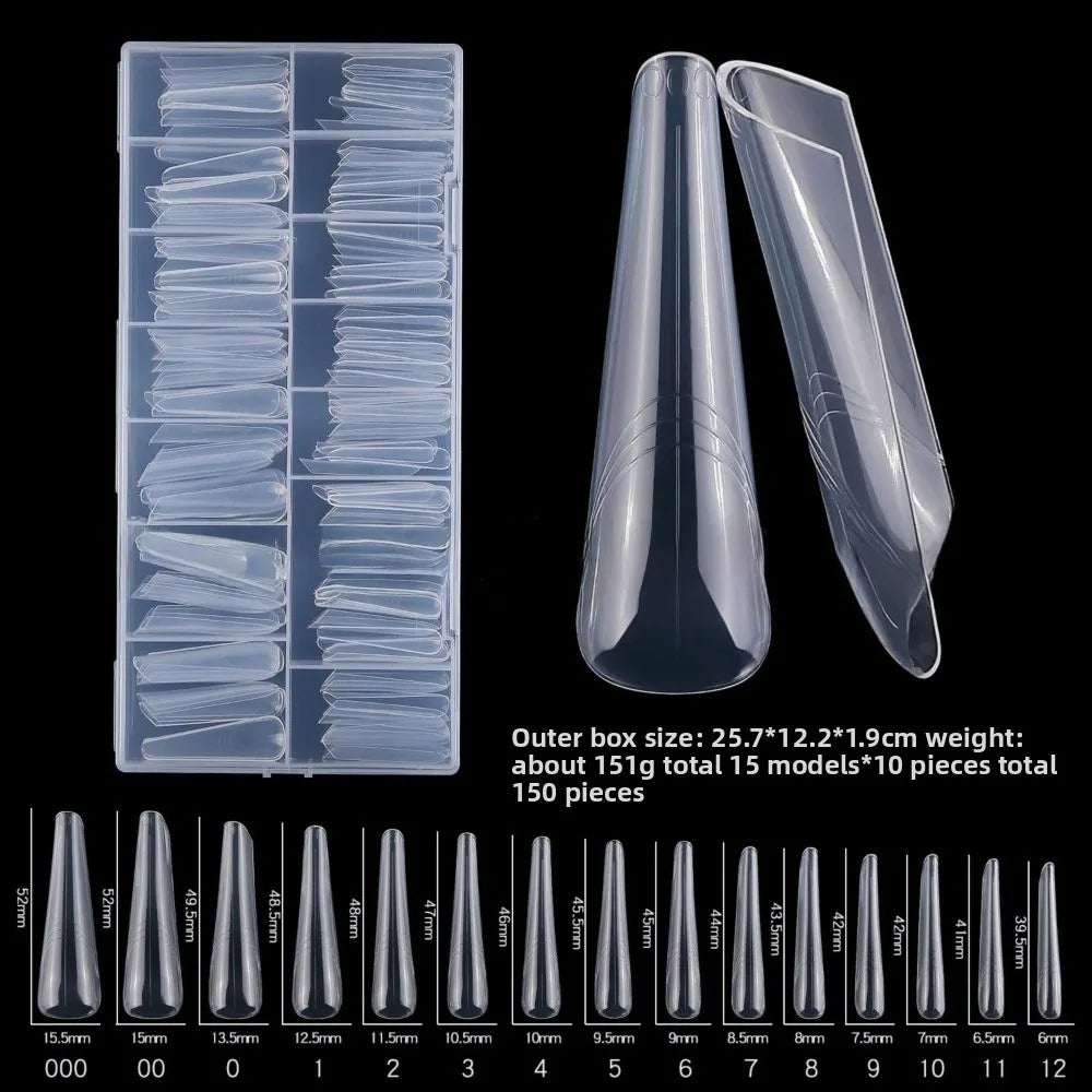 Coffin Shape Sandwich Nail Forms Natural Clear Almond Art Tips Zpaxo 93-