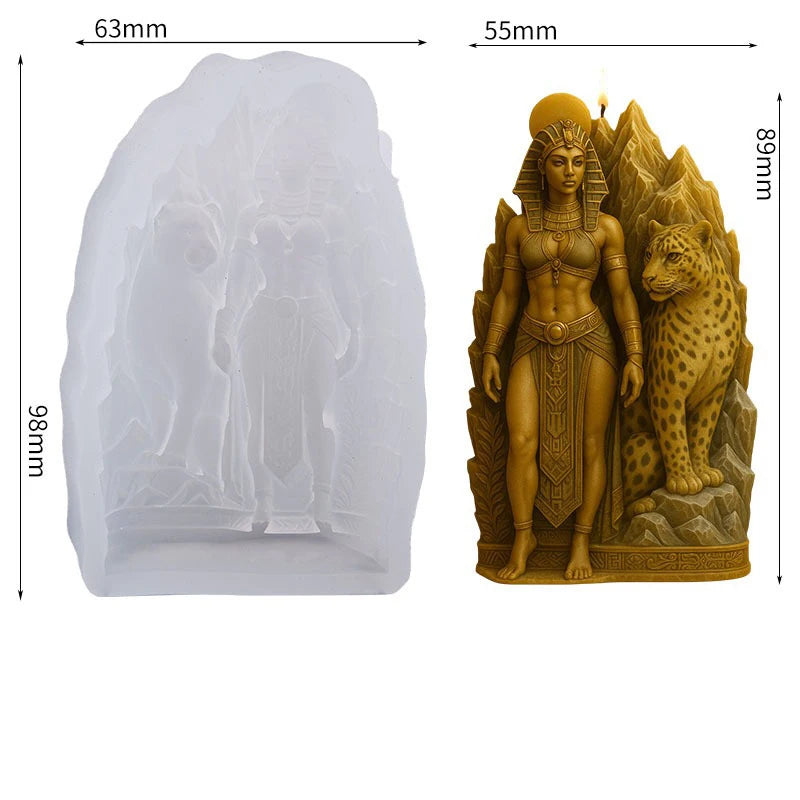 3D Egyptian Queen Leopard Silicone Mold – Candle, Soap & Resin