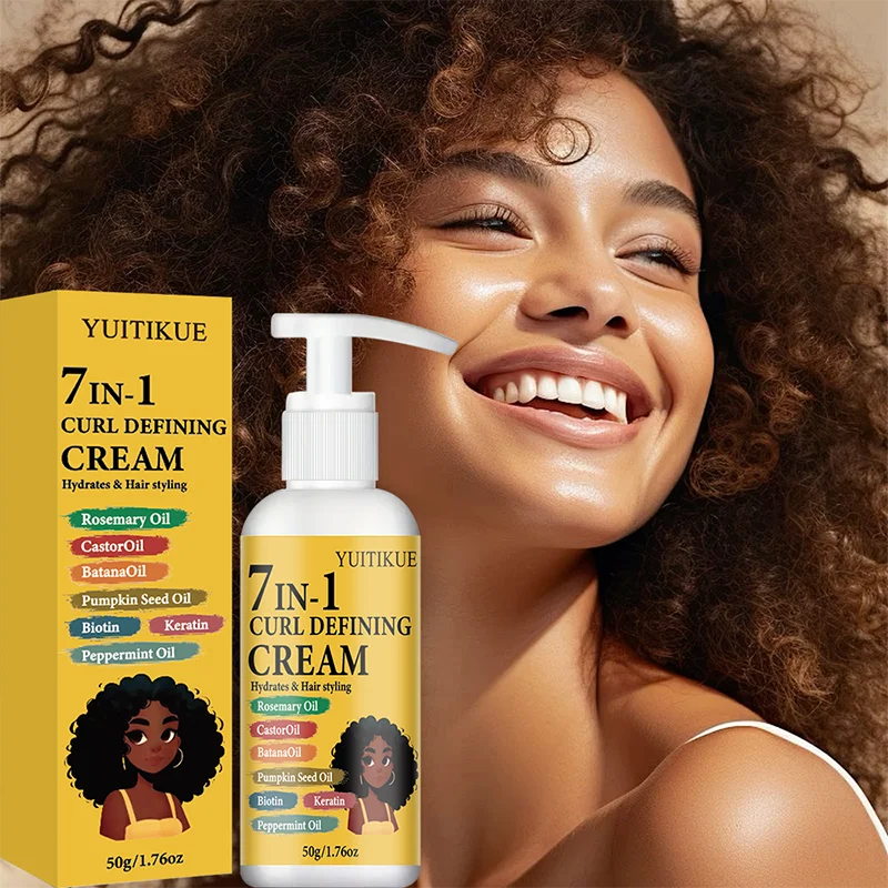 YUITIKUE 7-in-1 Curl Defining Cream – Bouncy Hydrated Curls Curl Defining Cream Zpaxo