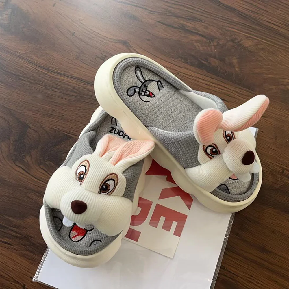 SHAJI Cute Cartoon Rabbit Couple Slippers Unisex Spring Summer Cotton