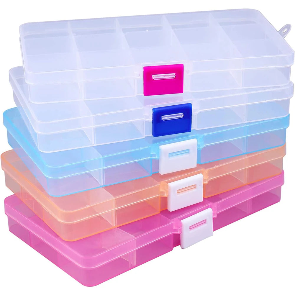 15-Grids Plastic Jewelry Storage Box with Adjustable Dividers Earrings Rings Beads Jewelry Transparent Organizer Container Zpaxo