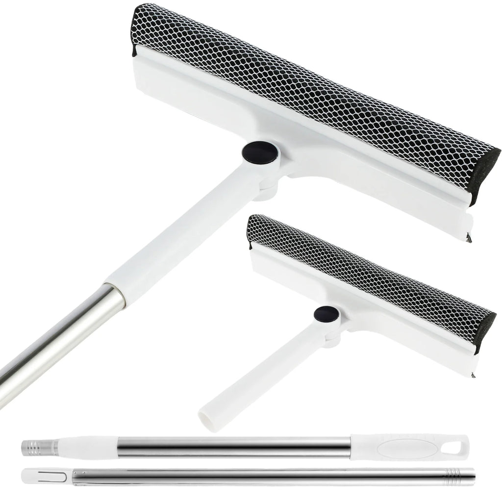 53 Inch Window Cleaner 2-in-1 Sponge Squeegee & Scrubber 180-Degree Rotatable Window with Extendable Outdoor For Glass Mirror Zpaxo SET1