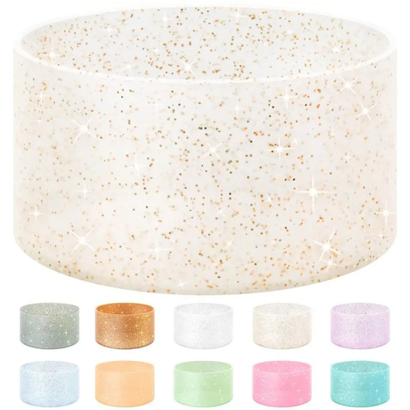 6PCS Silicone Sparkling powder ice-cool cup cover, sports water bottle, space cup, cup bottom cover, car-mounted water cup cover Zpaxo