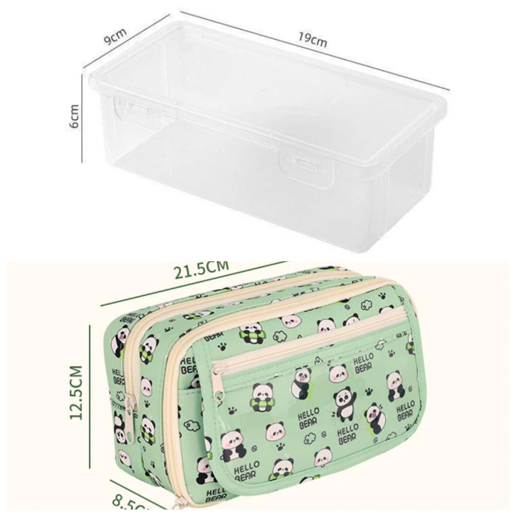 Plastic Storage Box Large Capacity Transparent Stationery Case Pencil Case Children's Crayon Painting Sketching Muilt Pencil Bag Zpaxo