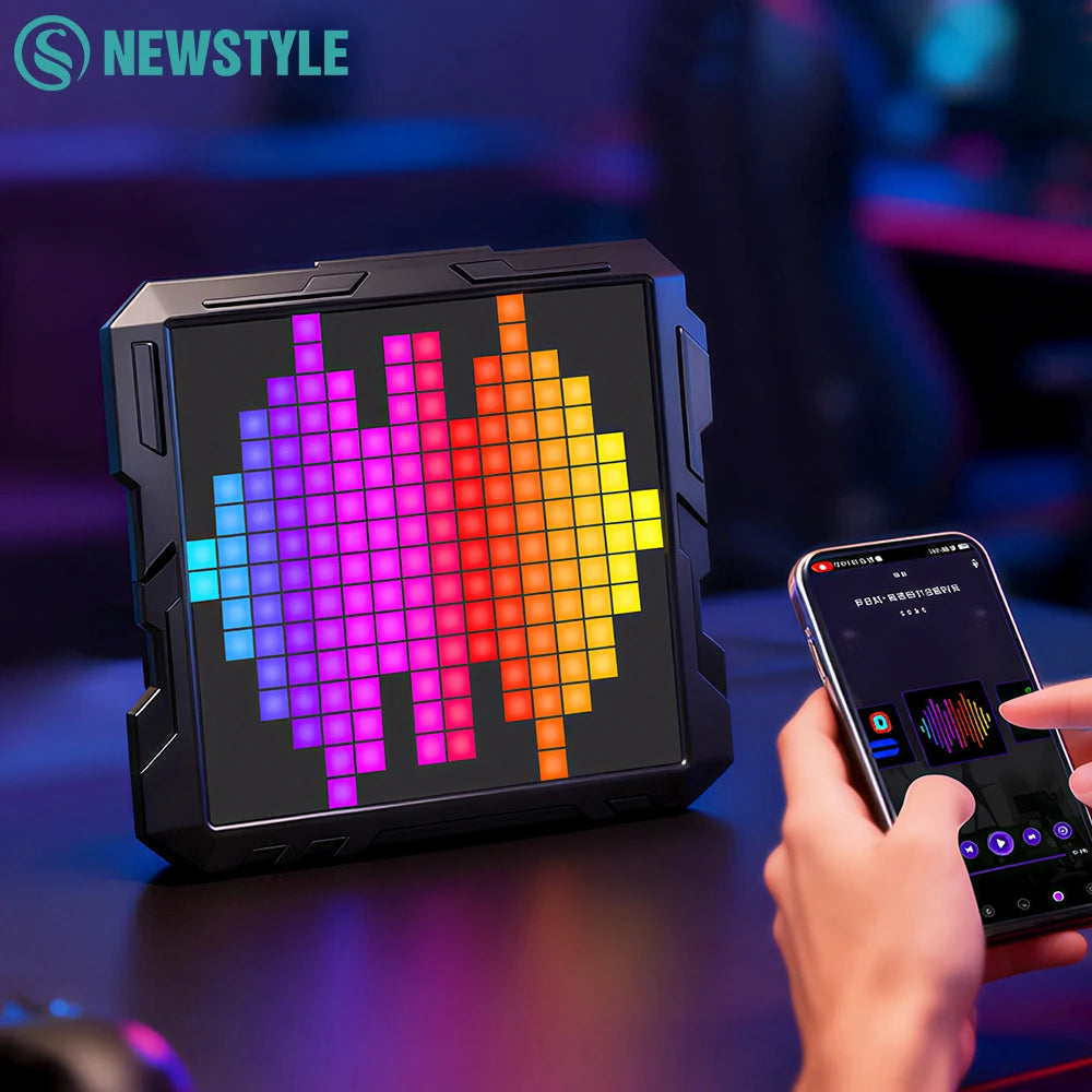 Pixel Art Digital Picture Frame With Bluetooth APP Control Smart Panel Night Light For Bedside Gaming Room Personalized Gift Zpaxo