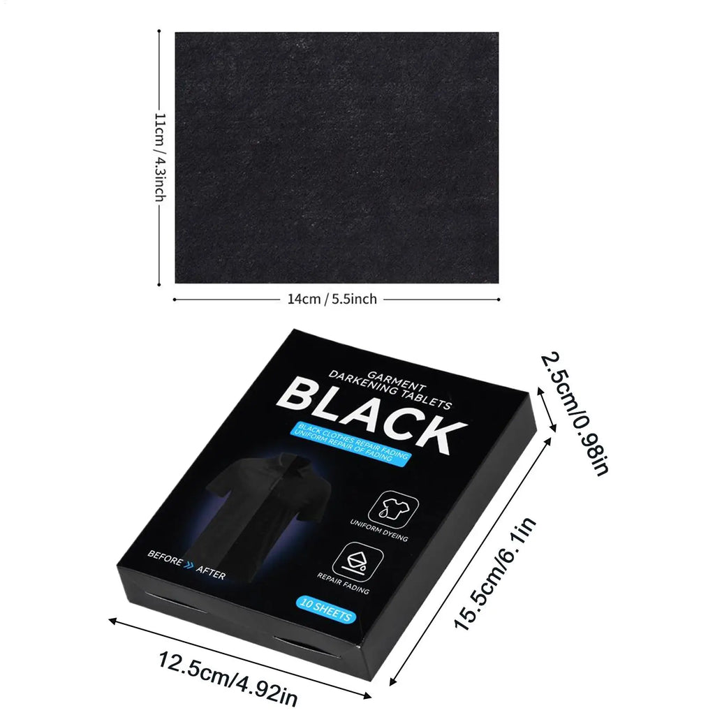 Black Fabric Dye 10 Sheets Restorer No-bleed Detergent Home School
