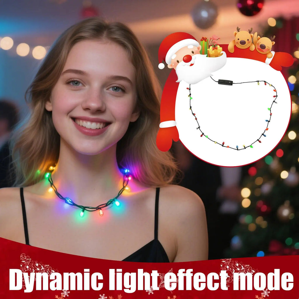 Christmas Light Bulb Necklace Costume Accessories Holiday Accessories Party Favors Light Up Necklace Bulb for Kids Men Women Zpaxo