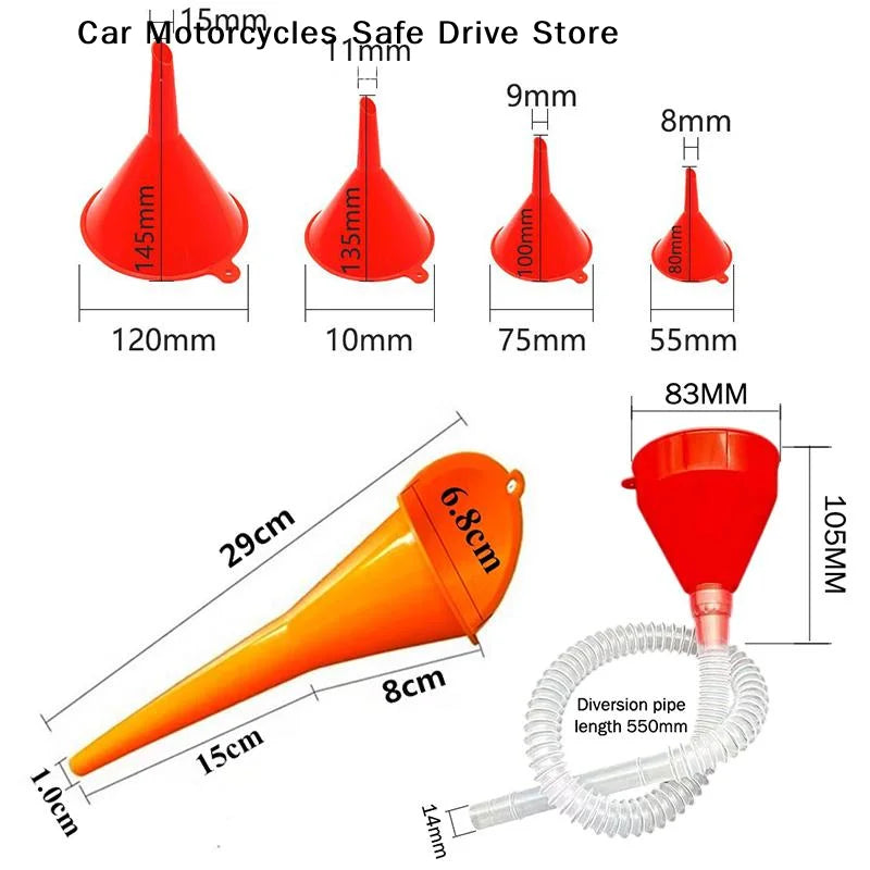 CM8-Pieces Car Plastic Funnel Wide-mouth Fuel Oil Multi-purpose