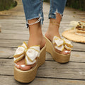 2026 Woman Sandals Bowknot Decor Chunky Platform Slippers Fashion